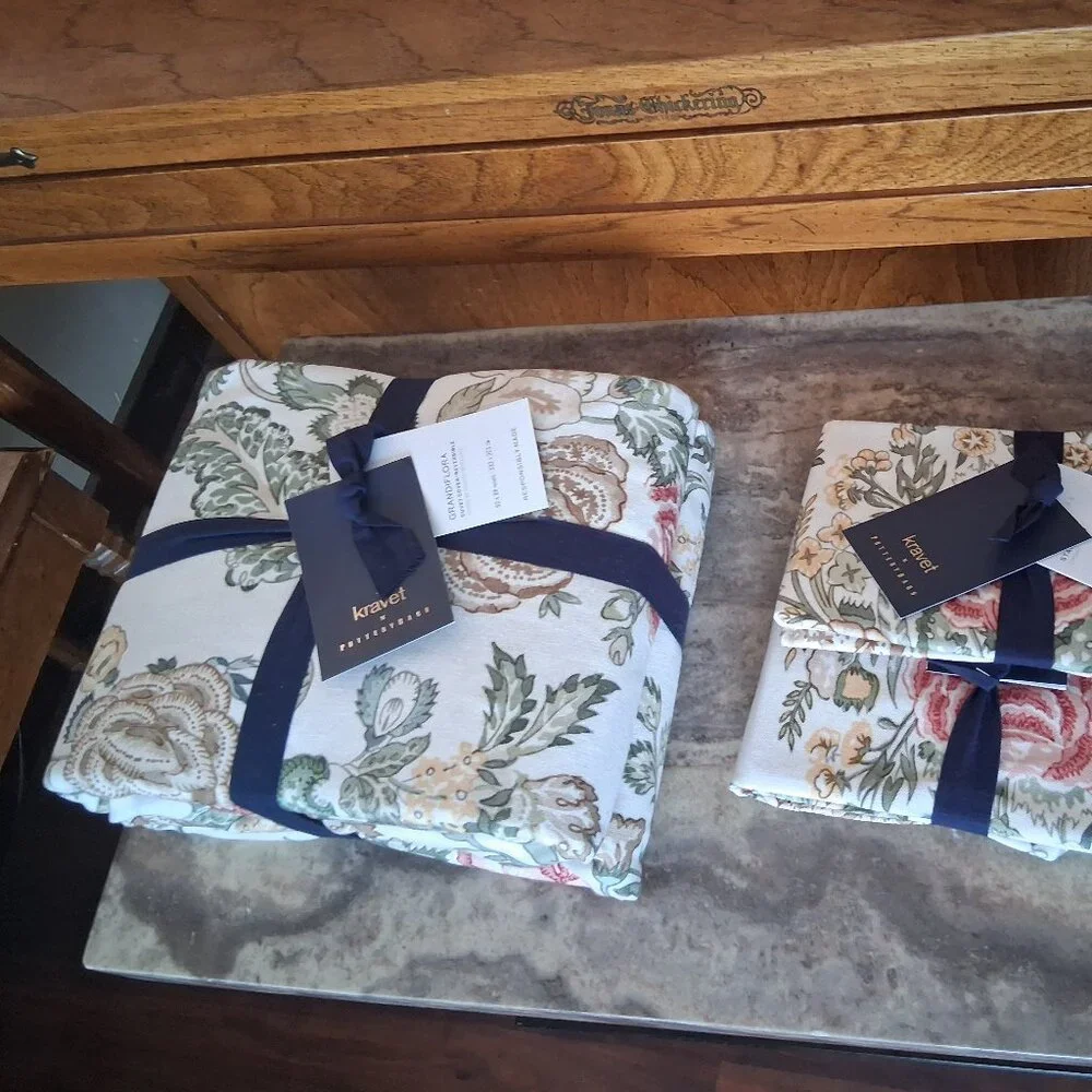 NEW Pottery Barn x Kravet GRANDIFLORA Reversible F/Q Duvet + 2 Shams